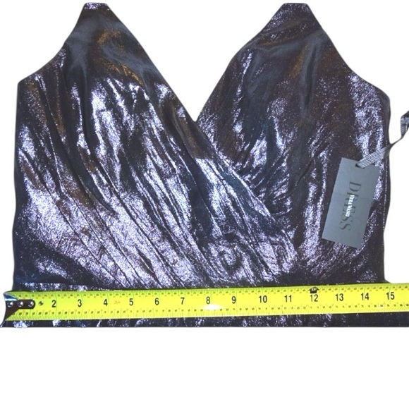 $368 Vera Wang Drapey Metallic Gown 10 Medium Black Silver Evening Dress Formal - Picture 8 of 11